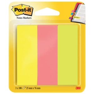 Segnapagina Post-it® 671 Notes Markers - 25x76 mm - Giallo, Rosa, Verde (conf.300 fogli)-0
