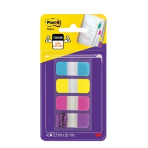 Segnapagina Post-it® Index Strong Mini 676 - turchese, Giallo, Rosa, Viola (conf.4 da 10)-0