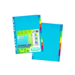 Divisori rinforzati in cartoncino per raccoglitori A4+ - Elba - 6 tasti colorati-0