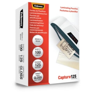 Pouches piccoli formati Fellowes - 6,5x9,5 mm - finitura lucida - 125 µm (conf.100)-0
