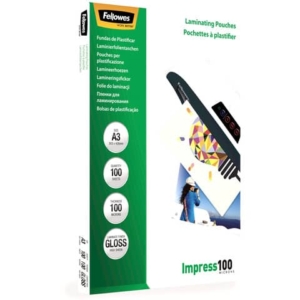 Pouches A3 per plastificatrici Fellowes - 100 µm per lato - lucida (conf.100)-0