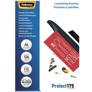 Pouches A4 per plastificatrici Fellowes - 175 µm per lato - lucida (conf.100)-0