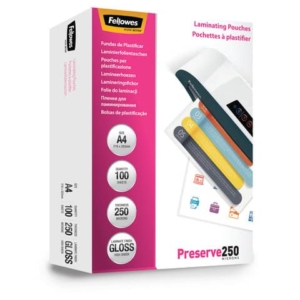 Pouches A4 per plastificatrici Fellowes - 250 µm per lato - lucida (conf.100)-0