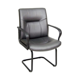 poltrona da ufficio in pelle grigia a slitta ERIDANUS UNISIT