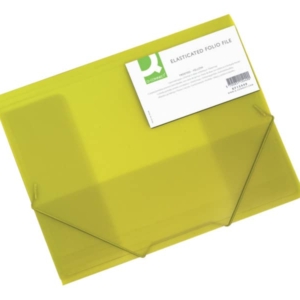 Cartellina con elastico A4 Q-Connect - a tre lembi - ppl - Giallo -0