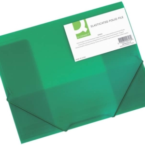Cartellina con elastico A4 Q-Connect - a tre lembi - ppl - Verde -0