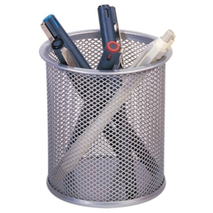 Portapenne in metallo Q-Connect h 10 cm / ø9 cm Argento KF00846-0