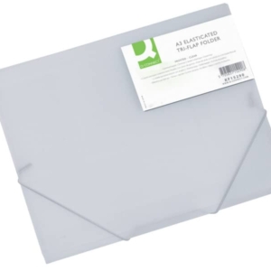 Cartellina con elastico A3 Q-Connect - a tre lembi - ppl - Trasparente-0