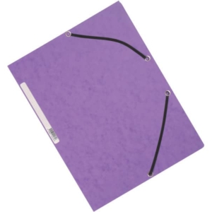 Cartelline a 3 lembi con elastico Q-Connect Viola 24,3x32 cm cartoncino manilla 375 g/m² (conf.10)-0