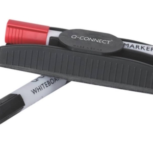Portapennarelli e cancellino magnetico Q-Connect con 2 pennarelli Nero -0