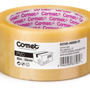 Nastro adesivo per la spedizione Comet n PVC con adesivo in gomma naturale 50mmx66m Bianco - 62240-00008-01-0