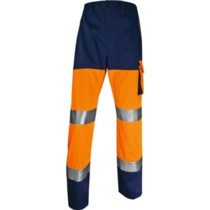 Pantaloni da lavoro Delta Plus ad alta visibilità catarifrangenti - classe 2 - 5 tasche - Argento- Arancio fluo- Blu - M-0