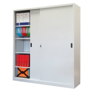 Armadio alto metallico KUBO Bertesi ante scorrevoli 2 vani/8 ripiani 180x45x200 cm Grigio -0