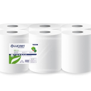 Asciugamani industriali multiuso Lucart Eco - 180 m - 2 veli - H 23 x ø19,5 cm - øanima 7,6 cm - 486 strappi (conf.6 rotoli)-0