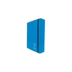 Cartella a 3 lembi con elastico piatto Brefiocart NEW COLOR 25x35 cm Dorso 10 cm Blu -0
