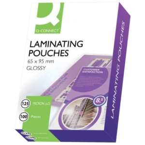 Pouches per plastificatrice Q-Connect 2x125 µm finitura lucida 6,5x9,5 cm (conf.100)-0