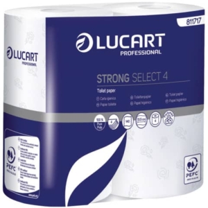 Carta igienica 4 veli Lucart Strong Elite - rotolo da 140 strappi 9,6x 13,5 cm Bianco - 811717 (conf.4)-0
