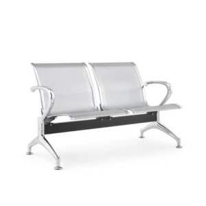 Panca 2 posti in acciaio microforato per sala d'attesa Serena Group Grigio - L123 x P68 x H78 cm-0