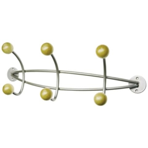 Appendiabiti da muro - 6 pomelli Alco Argento/legno-0