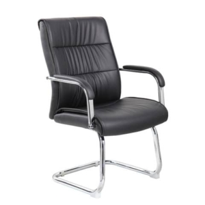 Poltrona attesa su slitta con braccioli Serena Group Los Angeles rivestimento in PU Nero-0