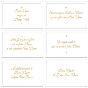 Biglietti Natalizi in vassoio - 9x14 cm dediche oro su fondo Bianco - Biembi (conf.6)-0