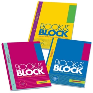 Blocco 40 fogli A4 collato lato lungo - forati e rinforzati - 80 g/m² Blasetti Blocco Book & Block quadretto 5M-0