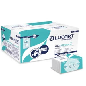 Asciugamano 2 veli Aquastream piegato a "Z'' - pacchetti Lucart Professional - 864018J (conf.15 fascette 242 foglietti)-0