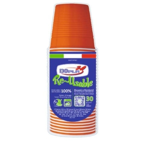 Bicchieri Arancioni in polistirene Dopla Reusable 230 ml (conf.30)-0