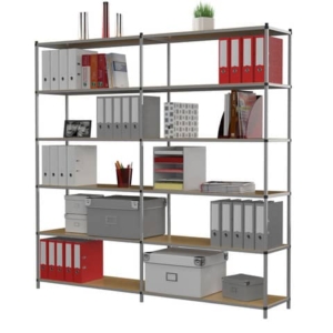 Modulo aggiuntivo per scaffalatura ad incastro 6 ripiani fissi Paperflow 100x35x200 cm - Grigio - K606023-0