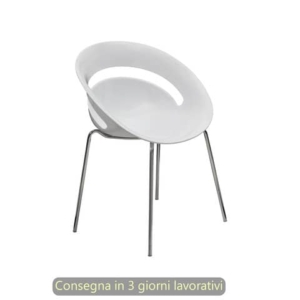 Set 2 sedute ospite Seditaly Chloé in PP riciclato e gambe in acciaio cromato Bianco - COV0F1200PP02-0