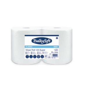 Bobine multiuso 2 veli Wiper 125 m in cellulosa - Bianco - Bulkysoft - 55921.E10 (conf.2 rotoli)-0