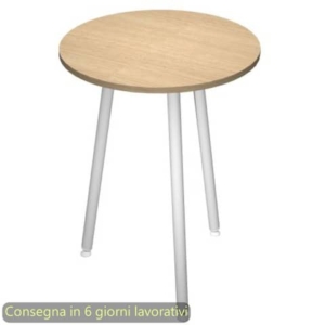 Tavolo rotondo Skinny Metal ø80xh.74,4 cm con gambe metalliche Bianche Artexport piano Rovere - 6408-DJD-C-AN-0