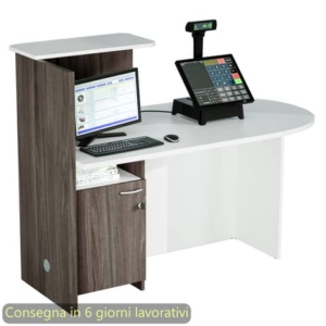 Postazione reception compatta destra 142,5x83xh.117,2 cm Artexport Bianco/Frassino toscano - 17110/DX/3F-0