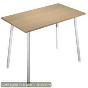 Tavolo alto Skinny Metal 140x80xh.105 cm con gambe metalliche Bianche Artexport piano Rovere - 6402-DJC-C-AN-0