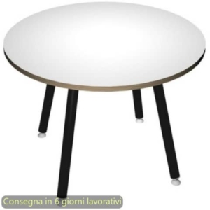 Tavolo rotondo Skinny Metal ø100xh.74,4 cm con gambe metalliche Nere Artexport piano Bianco - 6410-DJA-3C-AQ-0