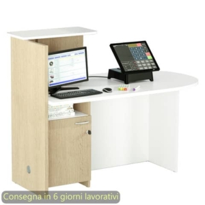Postazione reception compatta destra 142,5x83xh.117,2 cm Artexport Bianco/Rovere - 17110/DX/3C-0