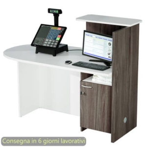 Postazione reception compatta sinistra 142,5x83xh.117,2 cm Artexport Bianco/Frassino toscano - 17110/SX/3F-0