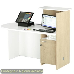 Postazione reception compatta sinistra 142,5x83xh.117,2 cm Artexport Bianco/Rovere - 17110/SX/3C-0