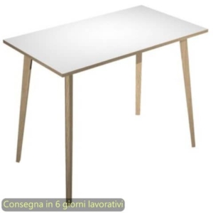 Tavolo alto Woody 140x80xh.105 cm con gambe Rovere Artexport piano Bianco 6402-DKC-3C-AQ-0