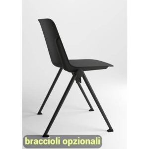 Sedia visitatore in PPL 4 gambe Plus Unisit Nero PLVP/NE-0