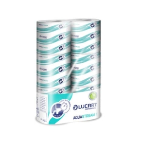 Carta igienica fascettata Aquastream 2 veli - formato hotel - 200 strappi - Lucart Professional (conf.6 rotoli)-0