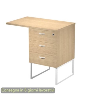 Cassettiera alta 3 cassetti con Top Artexport Blade Rovere - supporto metallo Bianco - 80x50/50X80xh.74,4 cm - Montata - 419MET+TOP80/C-AN-0