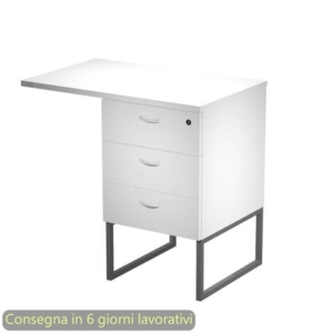 Cassettiera alta 3 cassetti con Top Artexport Blade Bianca - supporto metallo Antracite - 80x50/50X80xh.74,4 cm - Montata - 419MET+TOP80/3-AF-0