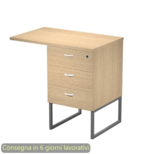 Cassettiera alta 3 cassetti con Top Artexport Blade Rovere - supporto metallo Antracite - 80x50/50X80xh.74,4 cm - Montata - 419MET+TOP80/C-AF-0