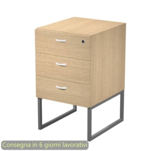 Cassettiera alta 3 cassetti Artexport Blade Rovere - supporto metallo Antracite - 41,5x50xh.72,2 cm - Montata-0