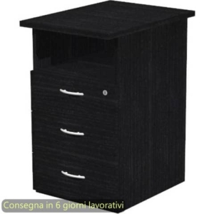 Cassettiera alta 1 vano + 3 cassetti con serratura 43x60xh.72 cm smontata Presto Artexport Nero venato frassino - 60025/8-0