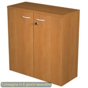 Mobile basso con ante in melaminico con serratura 80x35xh.72 cm Presto Artexport Noce chiaro - 030-67M/4-0