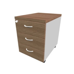 Cassettiera Noce canaletto 3 cassetti 42x56x58 cm con ruote e serratura linea Practika Quadrifoglio PKCA0003-NO-AA-0