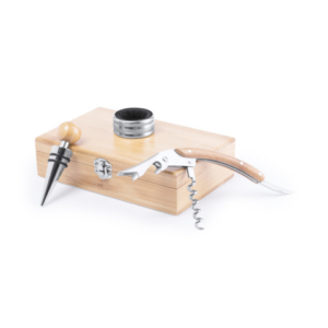 Set vino Nitol in legno di bambù con 3 accessori 6099 - LoveOffice